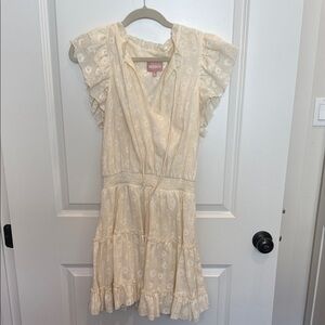 Cream Ruffle Sleeve Dress